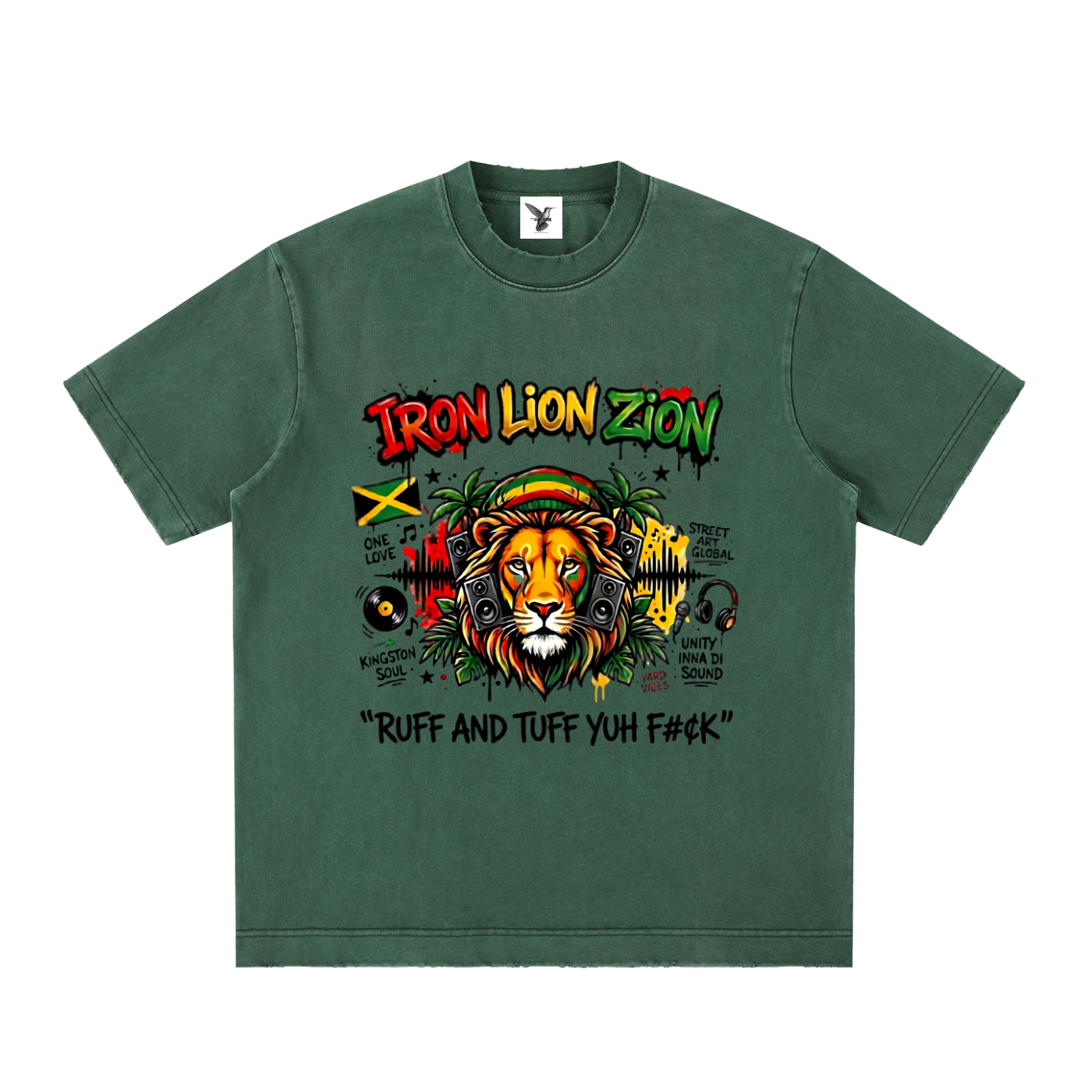 IRON LION ZION | Heavyweight Vintage Washed Frayed T-Shirt