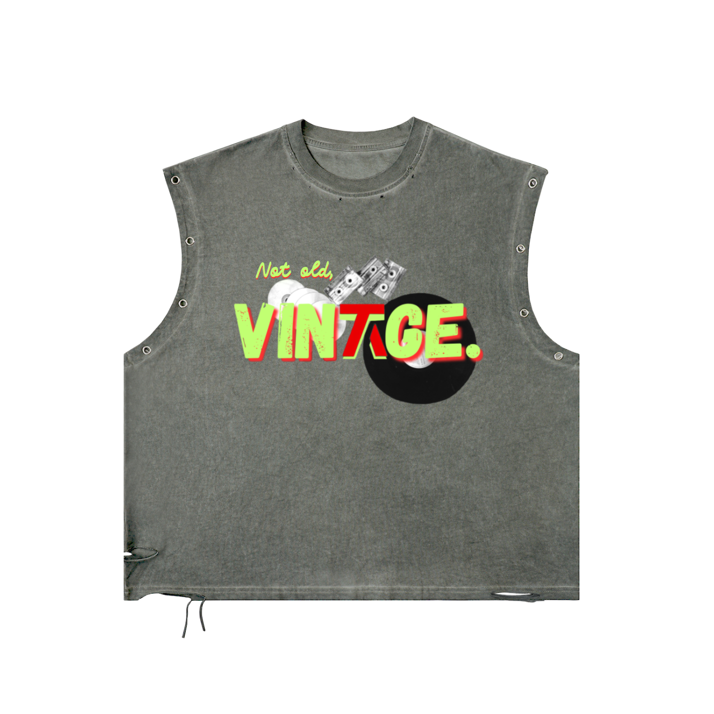 Not Old, VINTAGE | Distressed Grommet Eyelet Tank Top