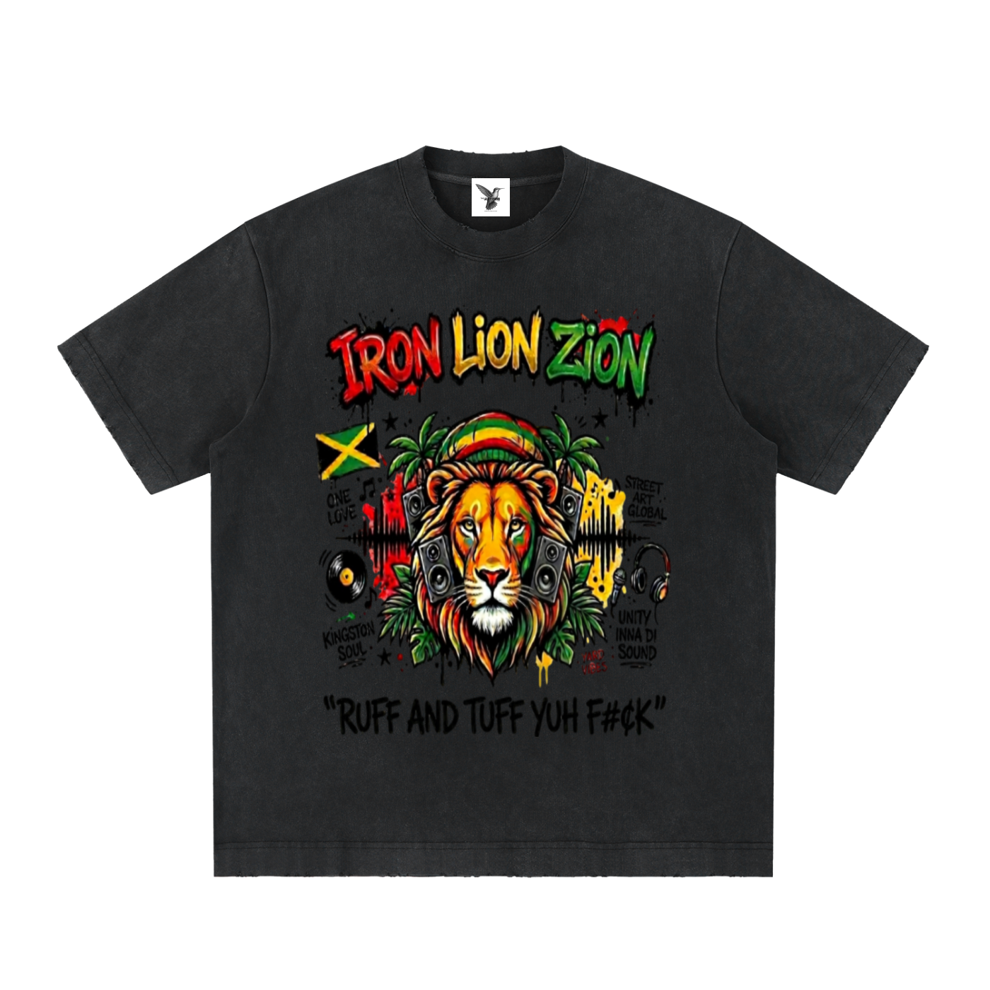 IRON LION ZION | Heavyweight Vintage Washed Frayed T-Shirt