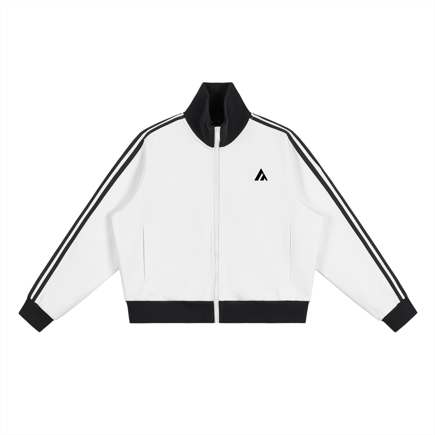 Contrast Side Stripe Fleece Cropped Track Jacket