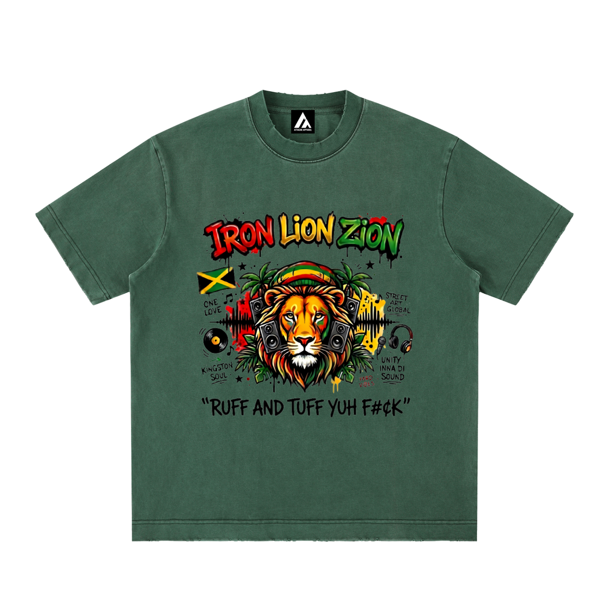 IRON LION ZION | Heavyweight Vintage Washed Frayed T-Shirt