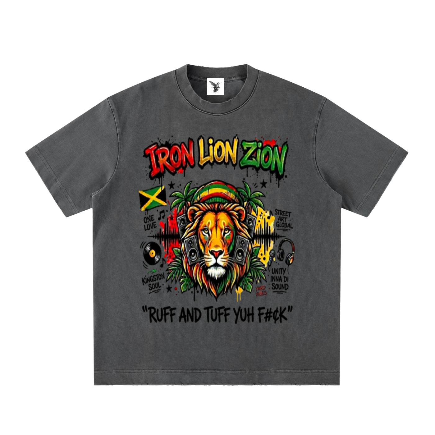 IRON LION ZION | Heavyweight Vintage Washed Frayed T-Shirt