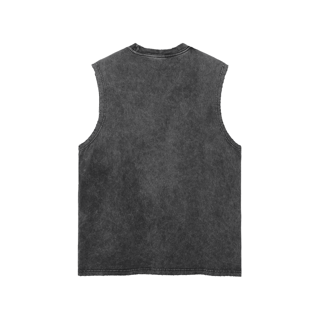 Too GAZA for the Weak Snow Washed Frayed Hem Tank Top