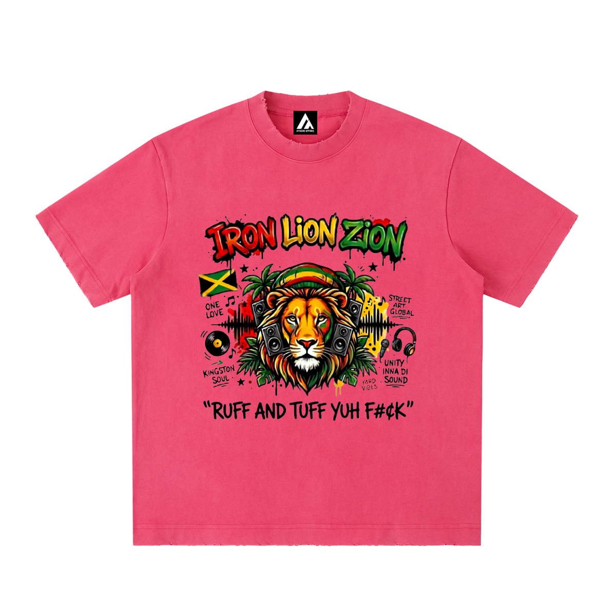 IRON LION ZION | Heavyweight Vintage Washed Frayed T-Shirt