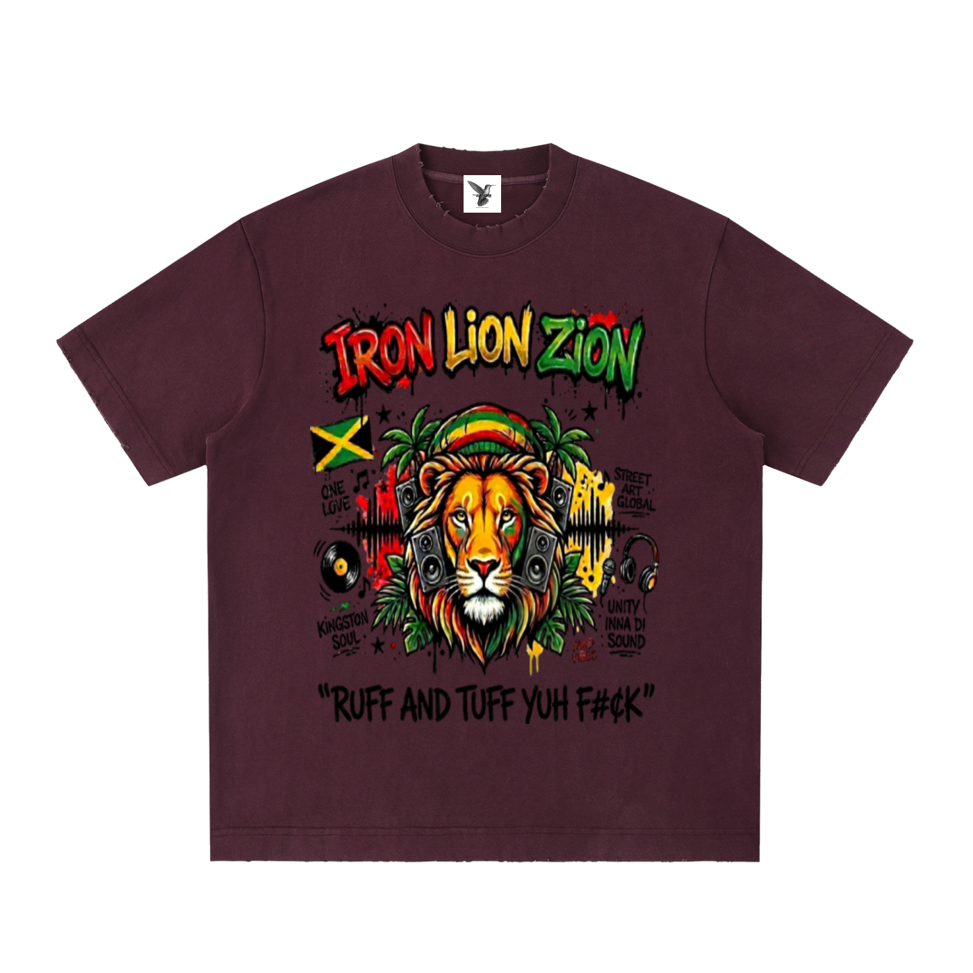 IRON LION ZION | Heavyweight Vintage Washed Frayed T-Shirt