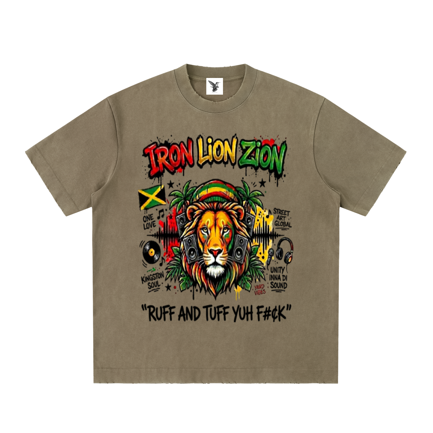 IRON LION ZION | Heavyweight Vintage Washed Frayed T-Shirt