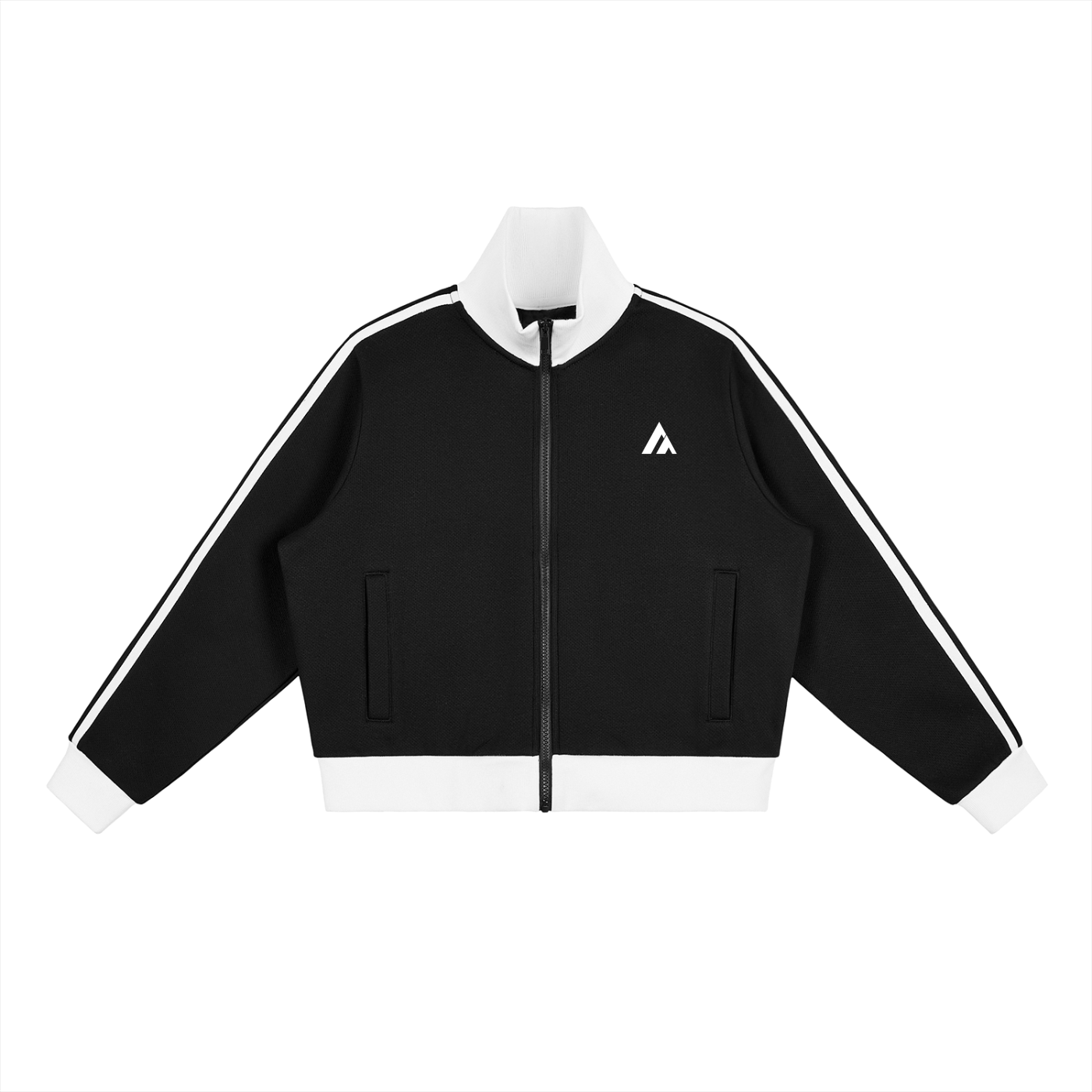 Contrast Side Stripe Fleece Cropped Track Jacket