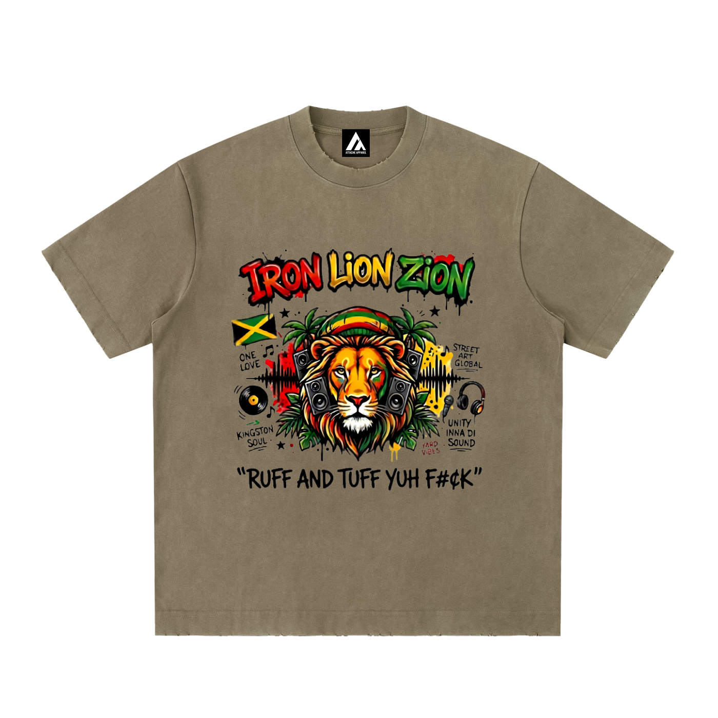 IRON LION ZION | Heavyweight Vintage Washed Frayed T-Shirt