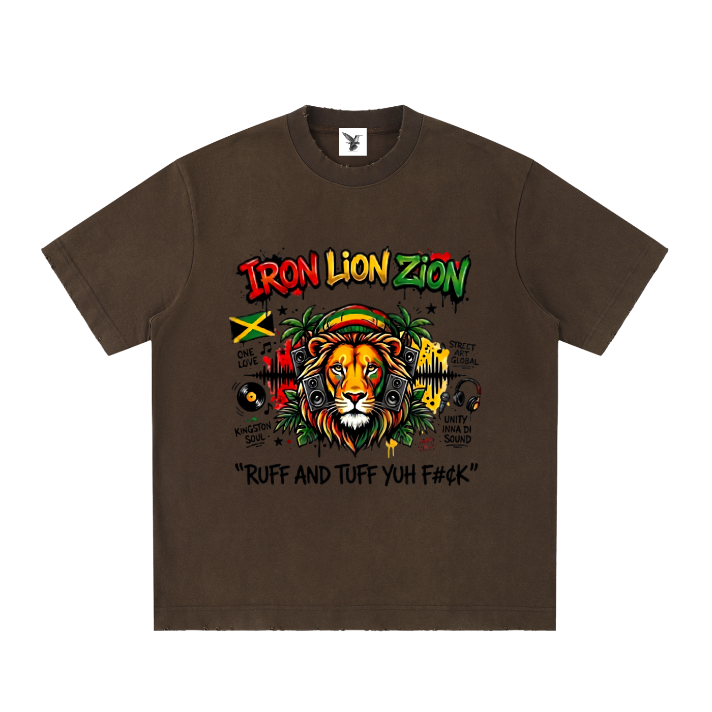 IRON LION ZION | Heavyweight Vintage Washed Frayed T-Shirt