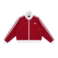 Contrast Side Stripe Fleece Cropped Track Jacket