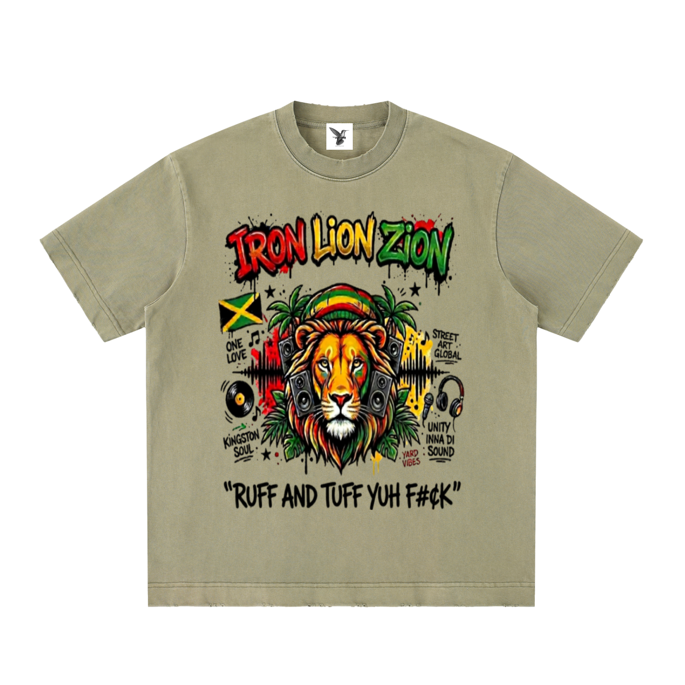 IRON LION ZION | Heavyweight Vintage Washed Frayed T-Shirt