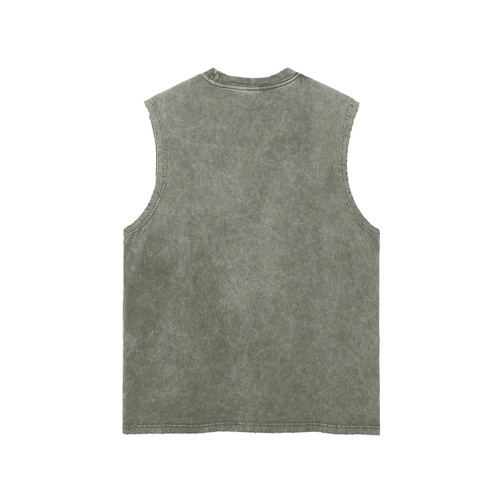 Too GAZA for the Weak Snow Washed Frayed Hem Tank Top