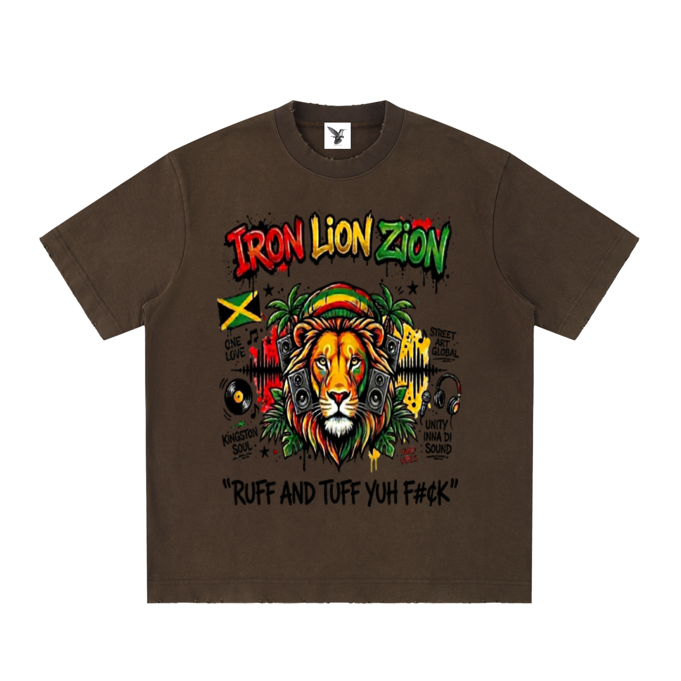 IRON LION ZION | Heavyweight Vintage Washed Frayed T-Shirt