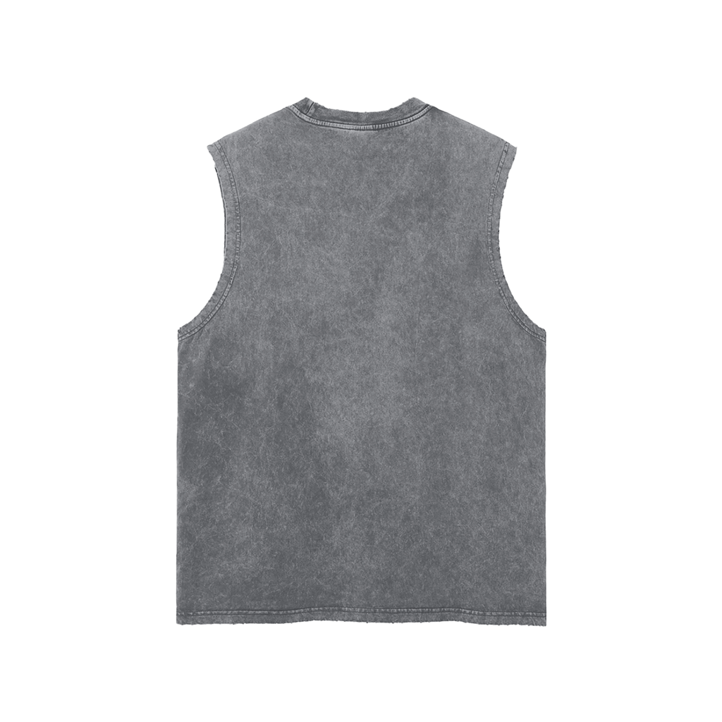 Too GAZA for the Weak Snow Washed Frayed Hem Tank Top