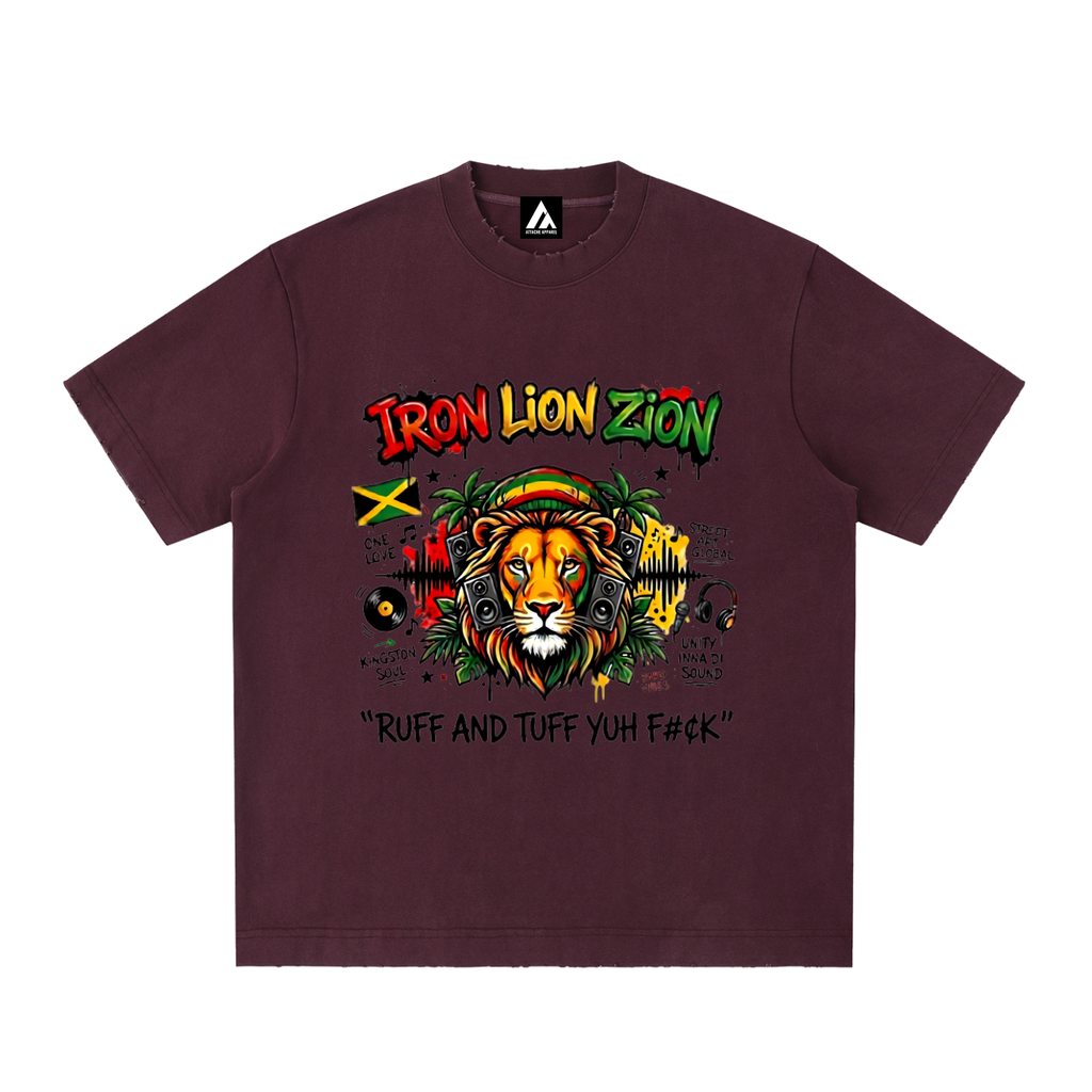 IRON LION ZION | Heavyweight Vintage Washed Frayed T-Shirt