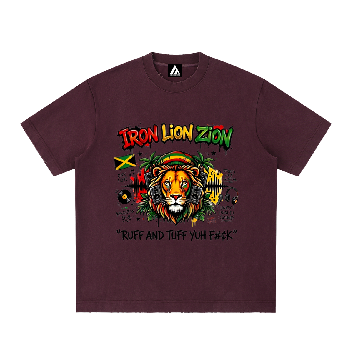 IRON LION ZION | Heavyweight Vintage Washed Frayed T-Shirt
