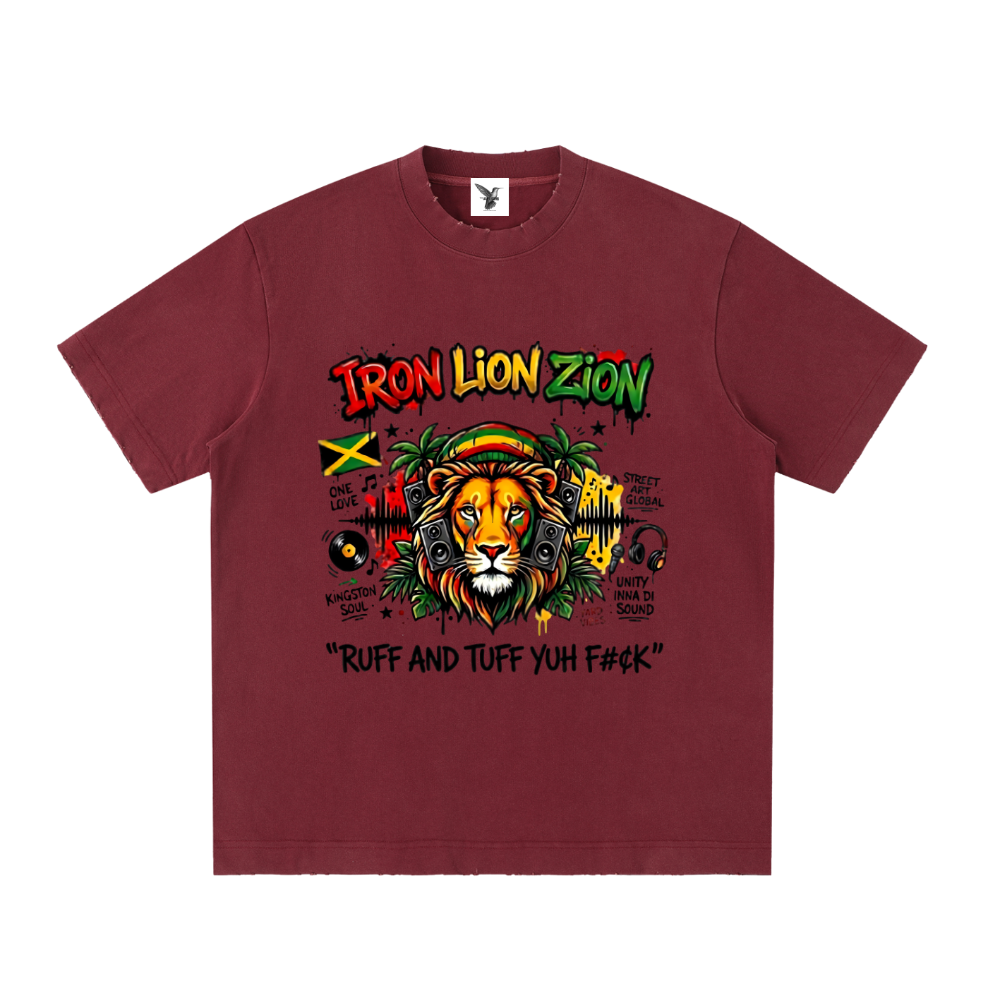 IRON LION ZION | Heavyweight Vintage Washed Frayed T-Shirt
