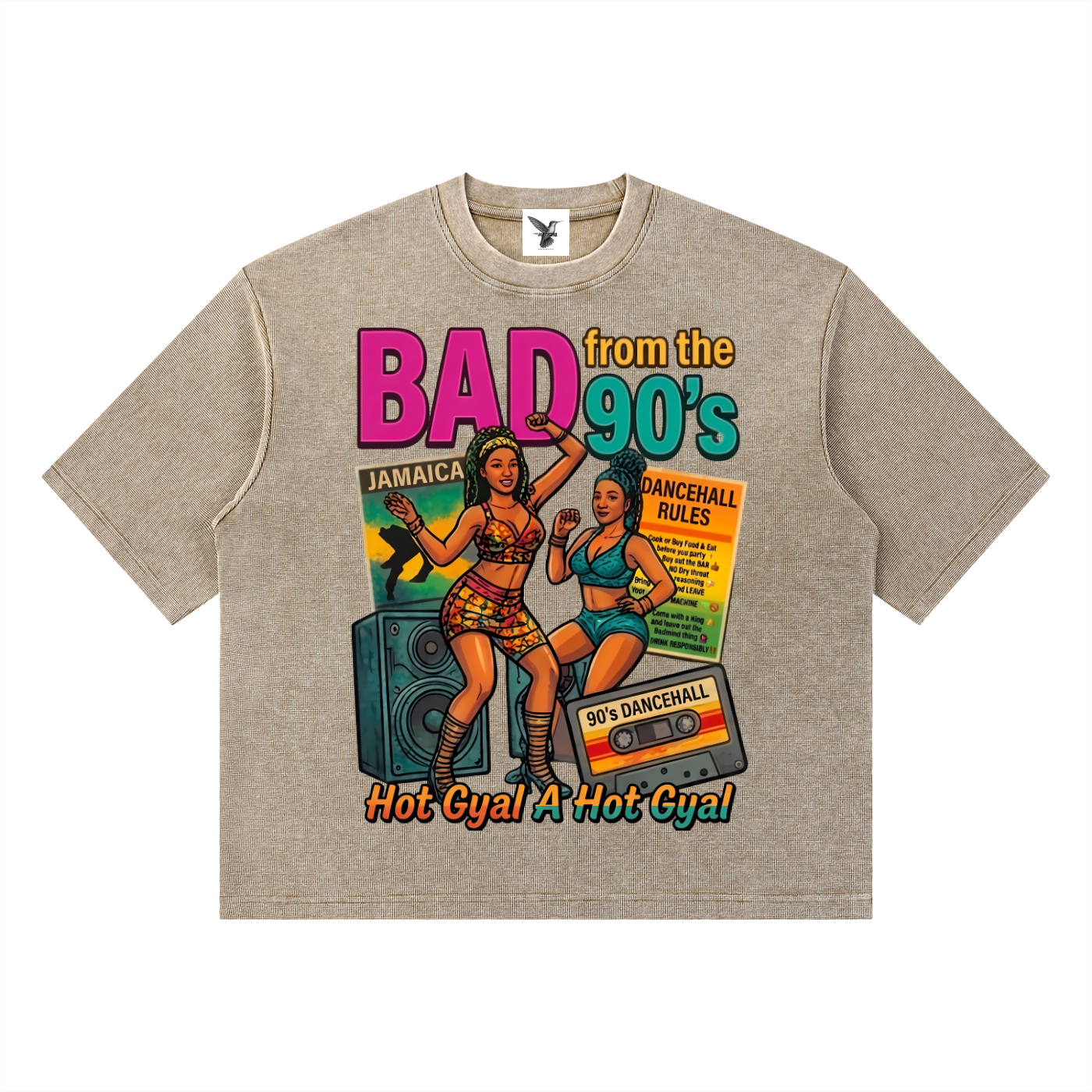 BAD from the 90's | Mineral Wash Waffle Boxy T-Shirt