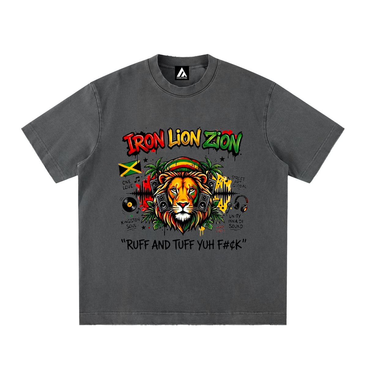 IRON LION ZION | Heavyweight Vintage Washed Frayed T-Shirt