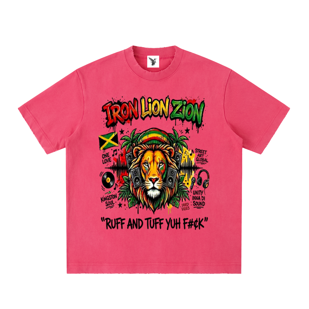 IRON LION ZION | Heavyweight Vintage Washed Frayed T-Shirt