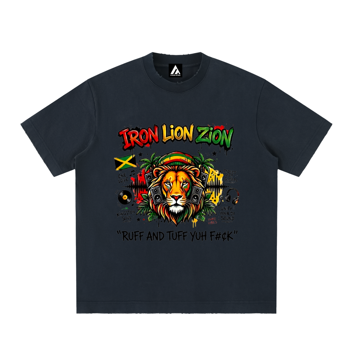 IRON LION ZION | Heavyweight Vintage Washed Frayed T-Shirt