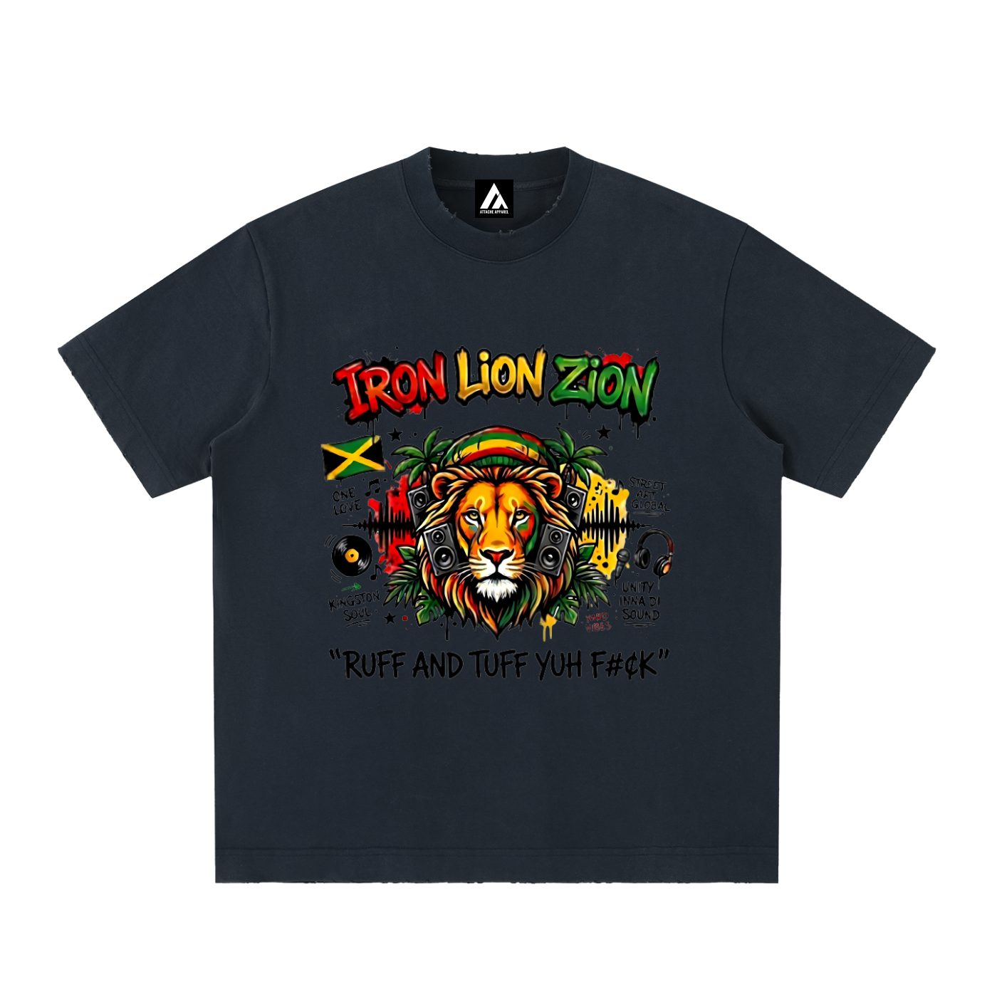 IRON LION ZION | Heavyweight Vintage Washed Frayed T-Shirt