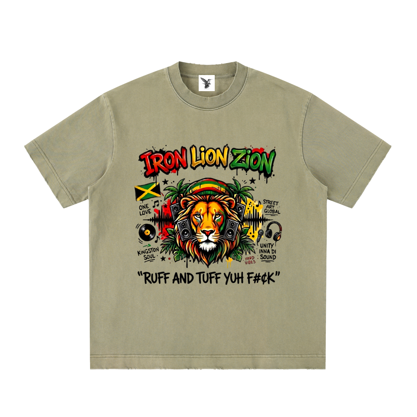 IRON LION ZION | Heavyweight Vintage Washed Frayed T-Shirt
