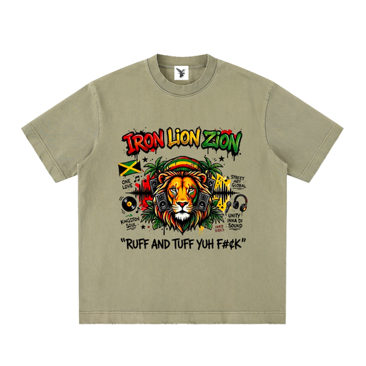 IRON LION ZION | Heavyweight Vintage Washed Frayed T-Shirt