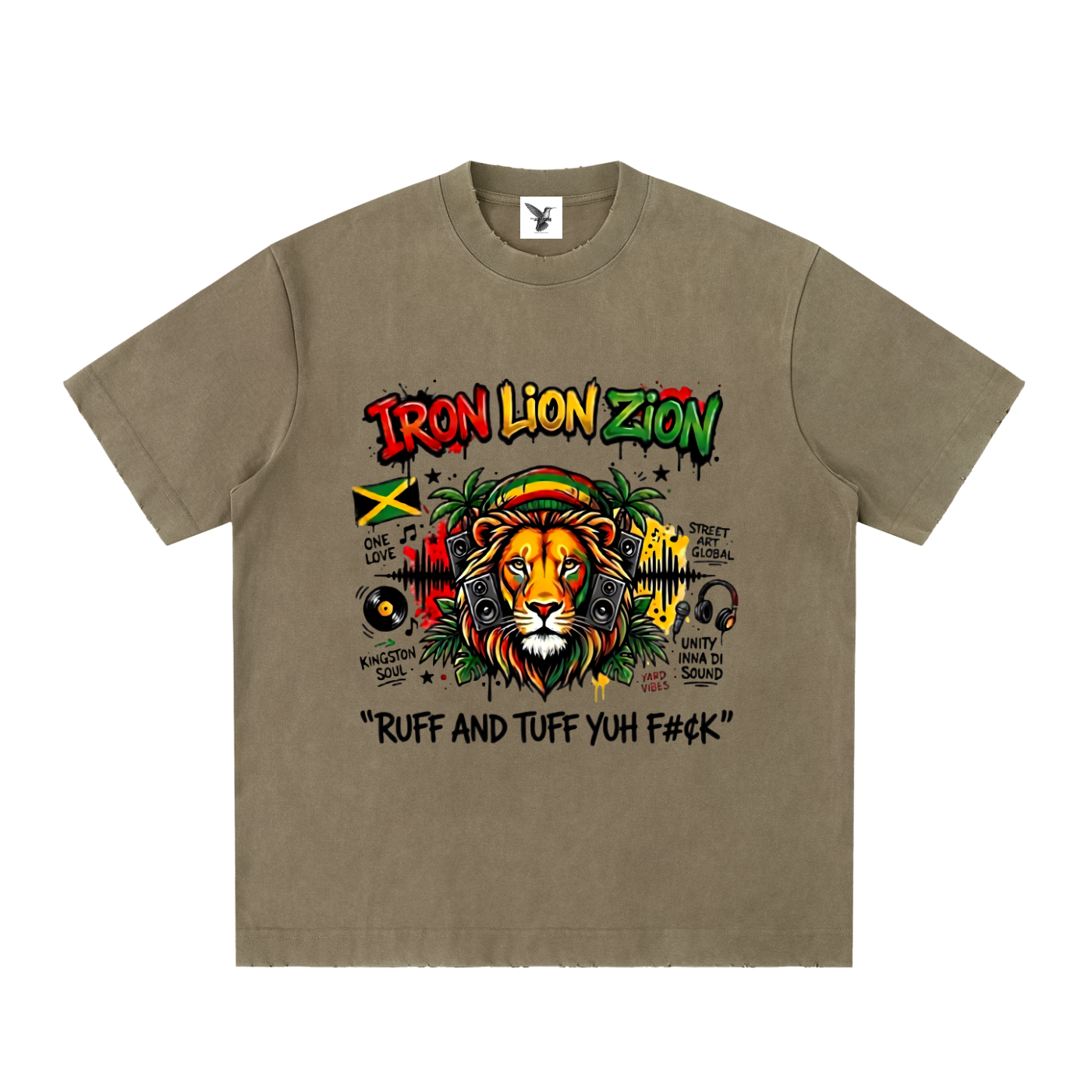 IRON LION ZION | Heavyweight Vintage Washed Frayed T-Shirt