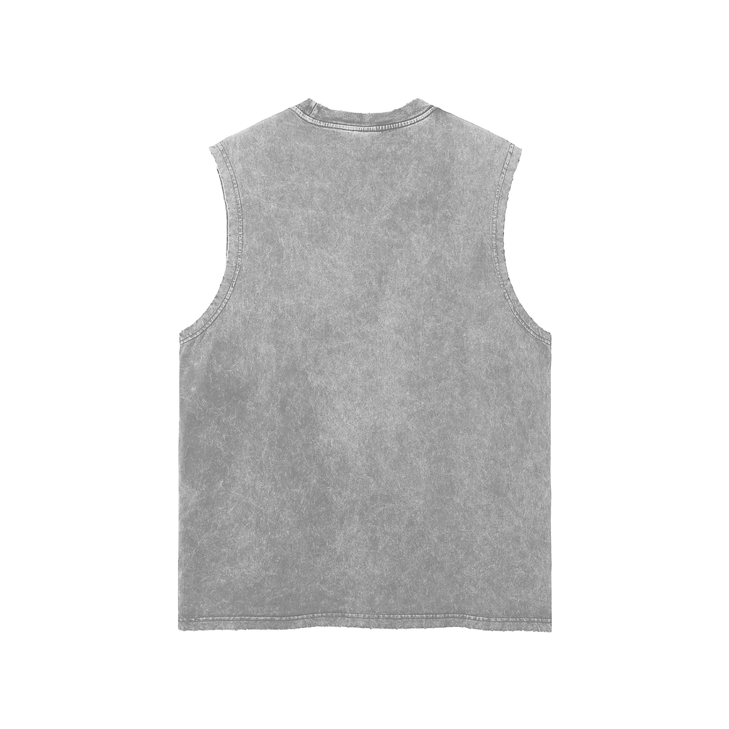 Too GAZA for the Weak Snow Washed Frayed Hem Tank Top