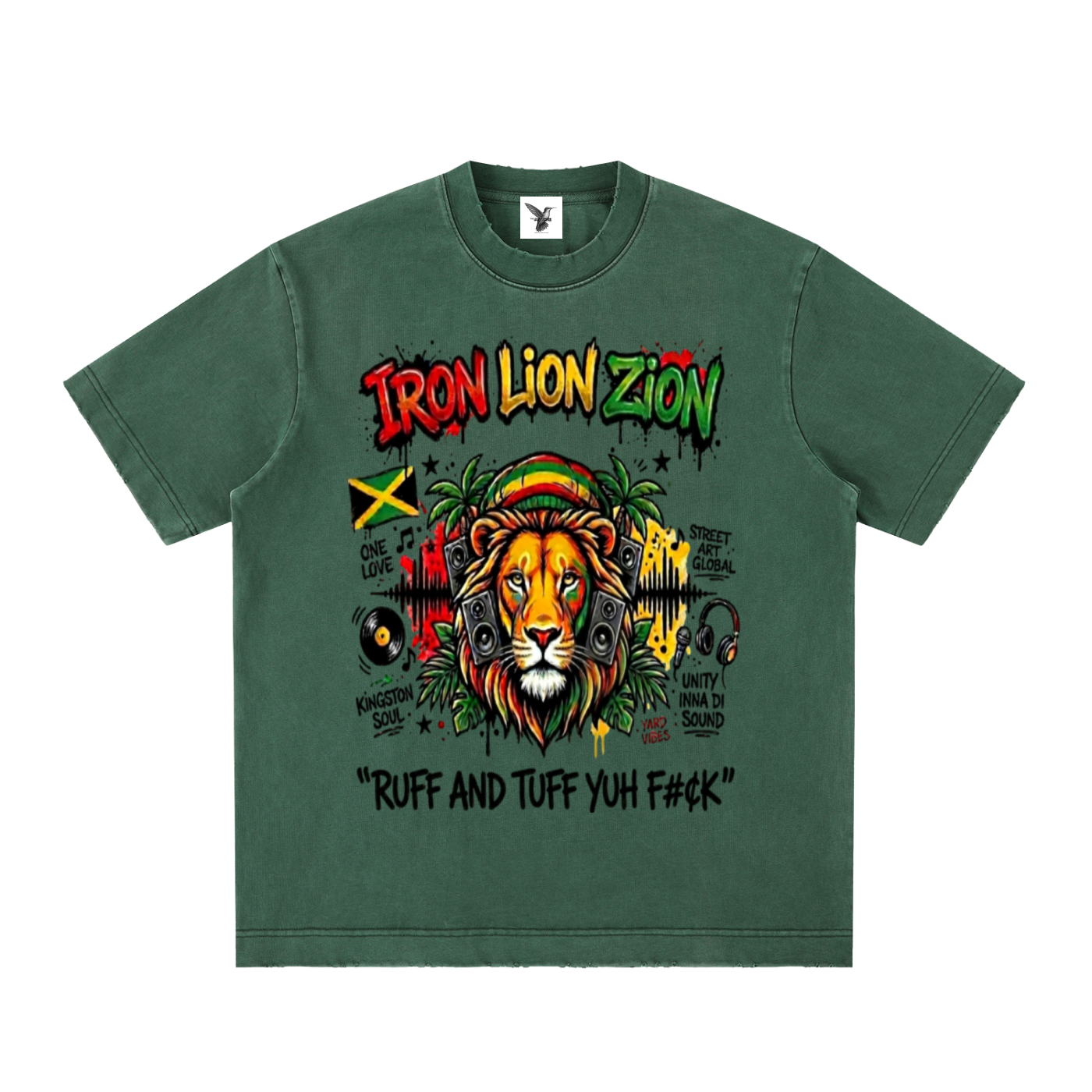 IRON LION ZION | Heavyweight Vintage Washed Frayed T-Shirt
