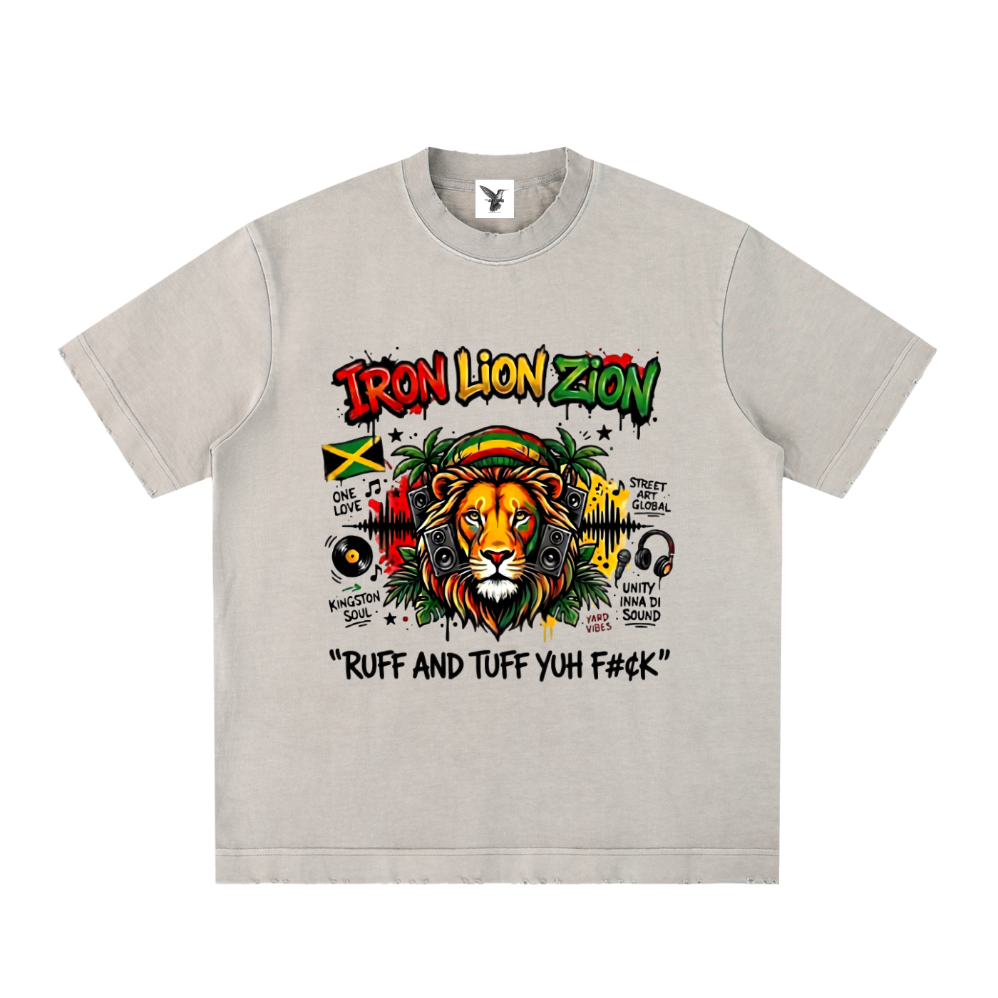 IRON LION ZION | Heavyweight Vintage Washed Frayed T-Shirt