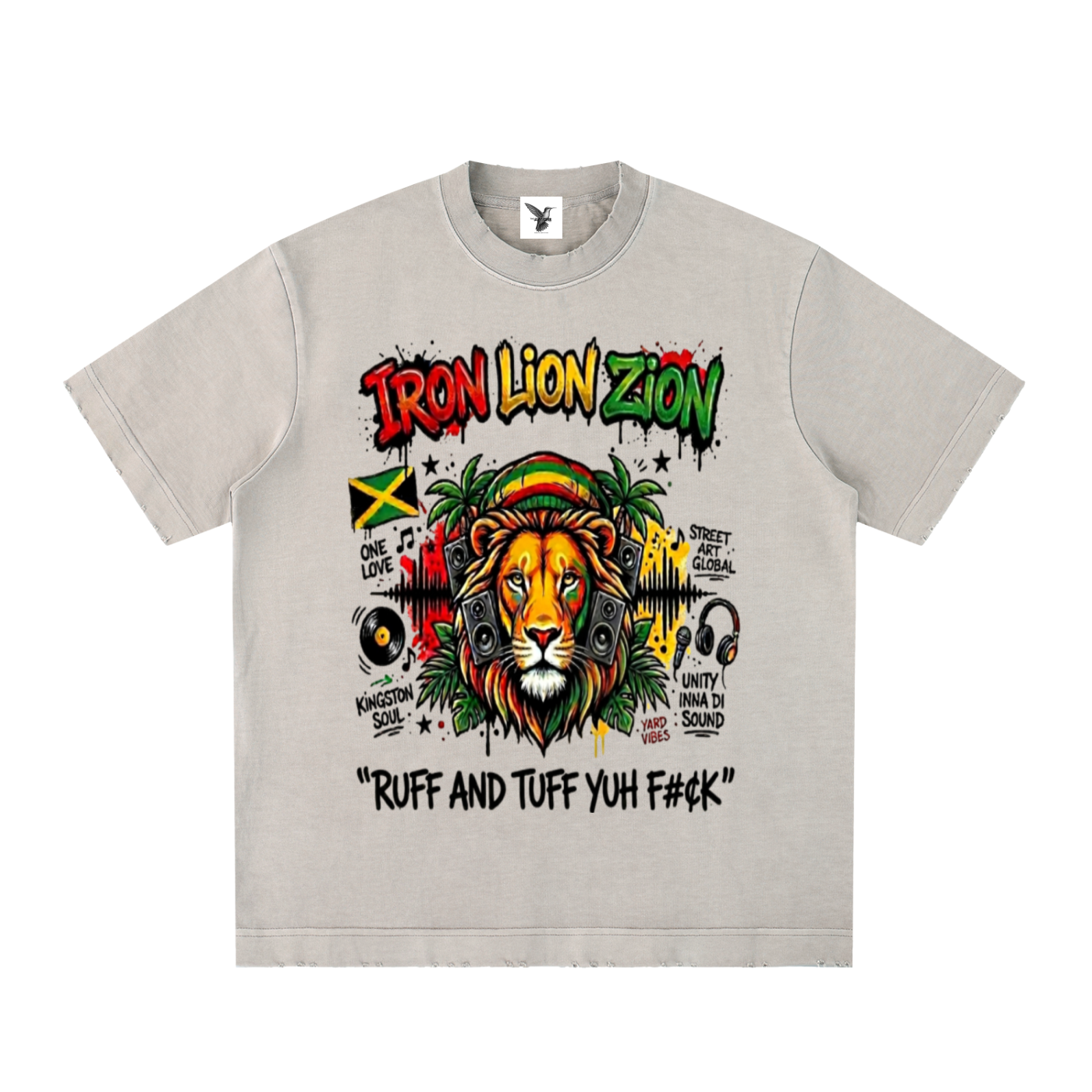 IRON LION ZION | Heavyweight Vintage Washed Frayed T-Shirt
