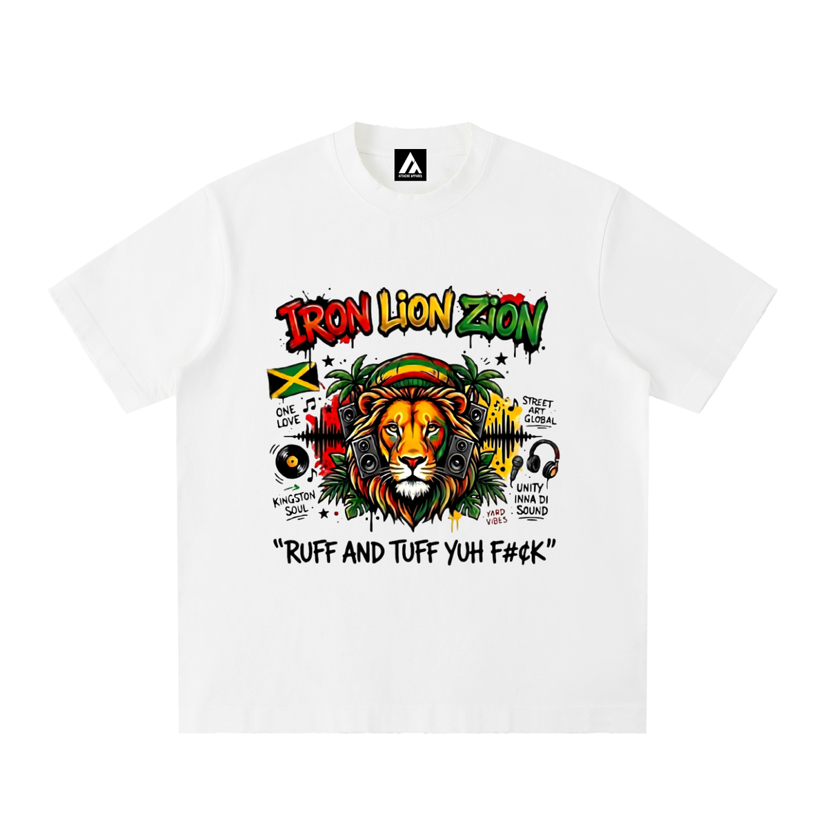IRON LION ZION | Heavyweight Vintage Washed Frayed T-Shirt