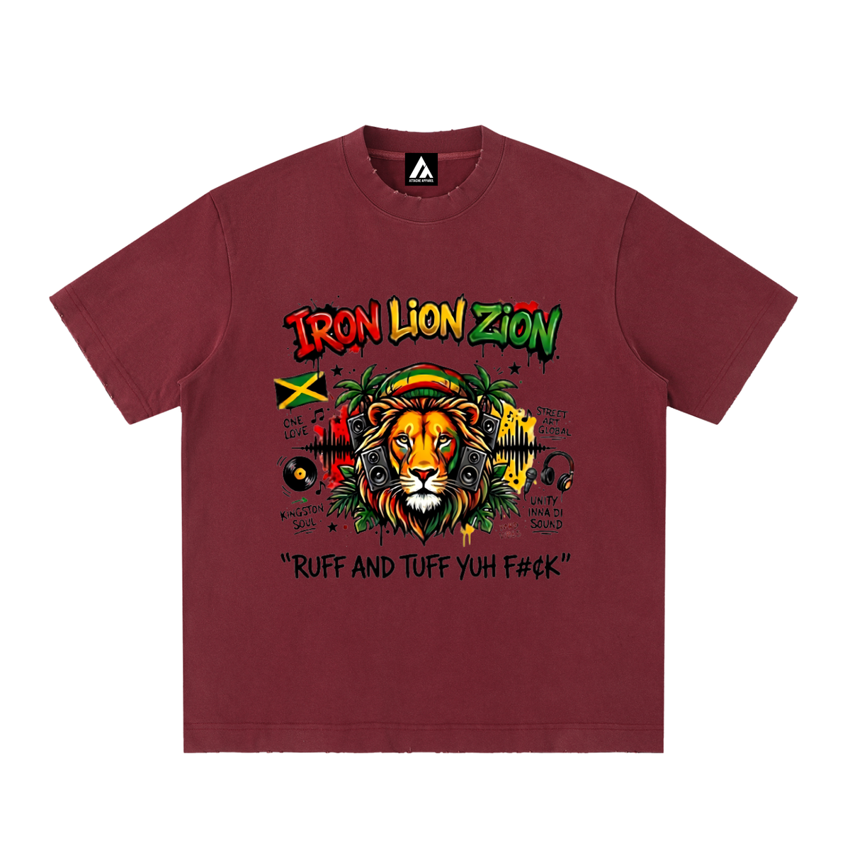 IRON LION ZION | Heavyweight Vintage Washed Frayed T-Shirt