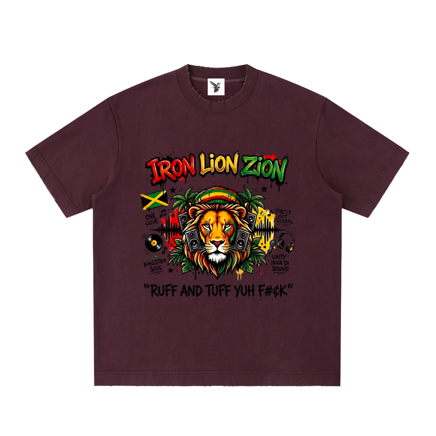 IRON LION ZION | Heavyweight Vintage Washed Frayed T-Shirt