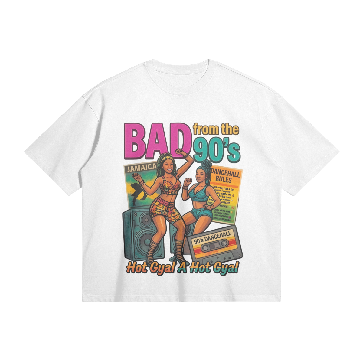 White vintage 90s culture dancehall graphic t-shirt premium cotton